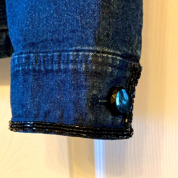 Embellished Jean Jacket with Bugle Bead Trim - Picture 5 of 8
